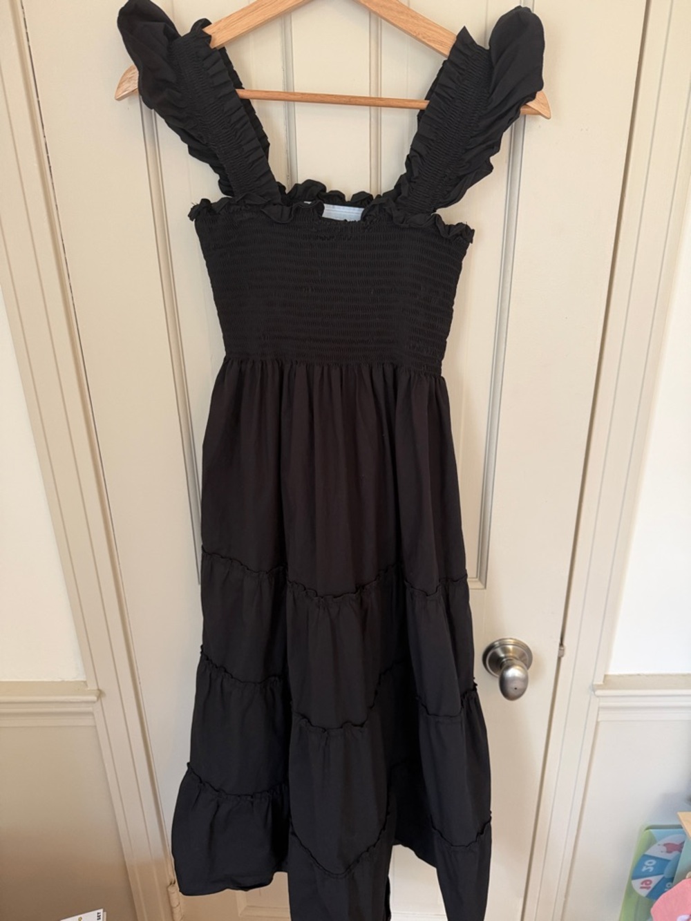 Hill House Ellie nap dress in black poplin size S